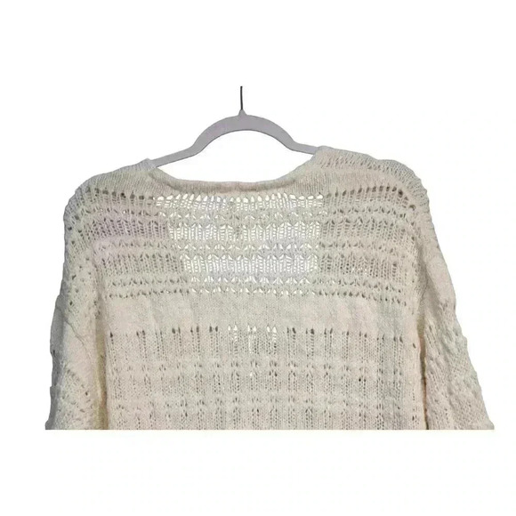 Free People Tunic Sweater Blouse Size Small Ivory Open Knit Boho Oversized Cozy - Picture 8 of 12